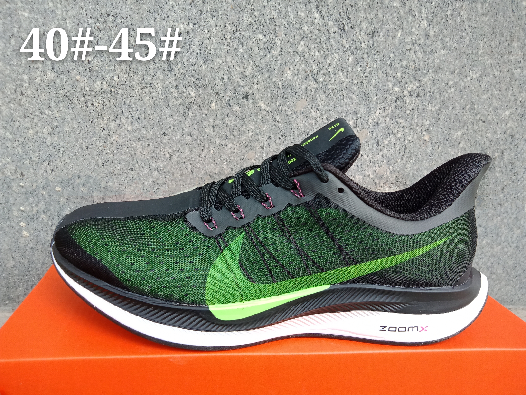 Women Nike Air Zoom Pegasus 35X Grass Green Black Gold Shoes - Click Image to Close